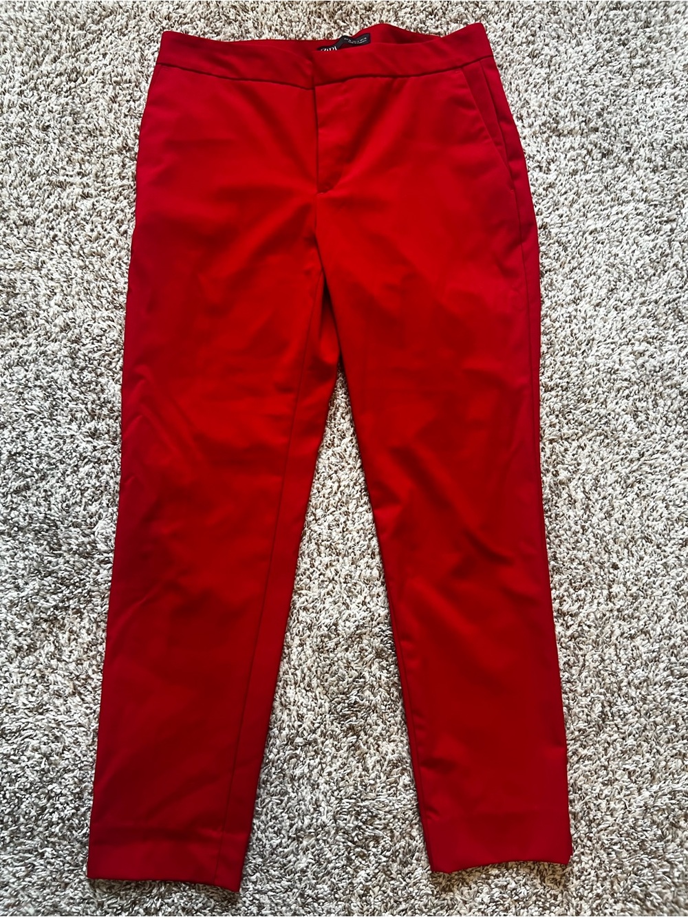 ZARA Vibrant Red Ankle Dress Pants Trousers Sz 4